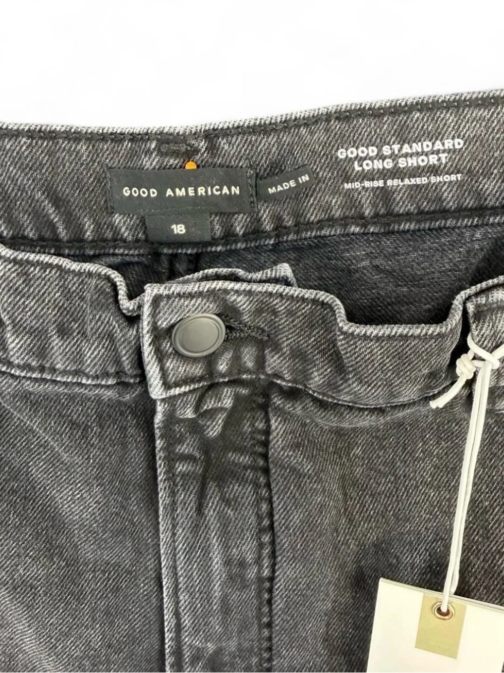 Good American Good Standard Long Short plus Size 18 Charcoal Cutoff Jean Shorts
